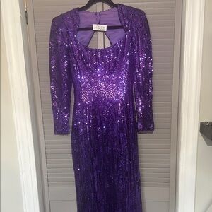 Glamorous Purple Sequin Long Sleeve Dress